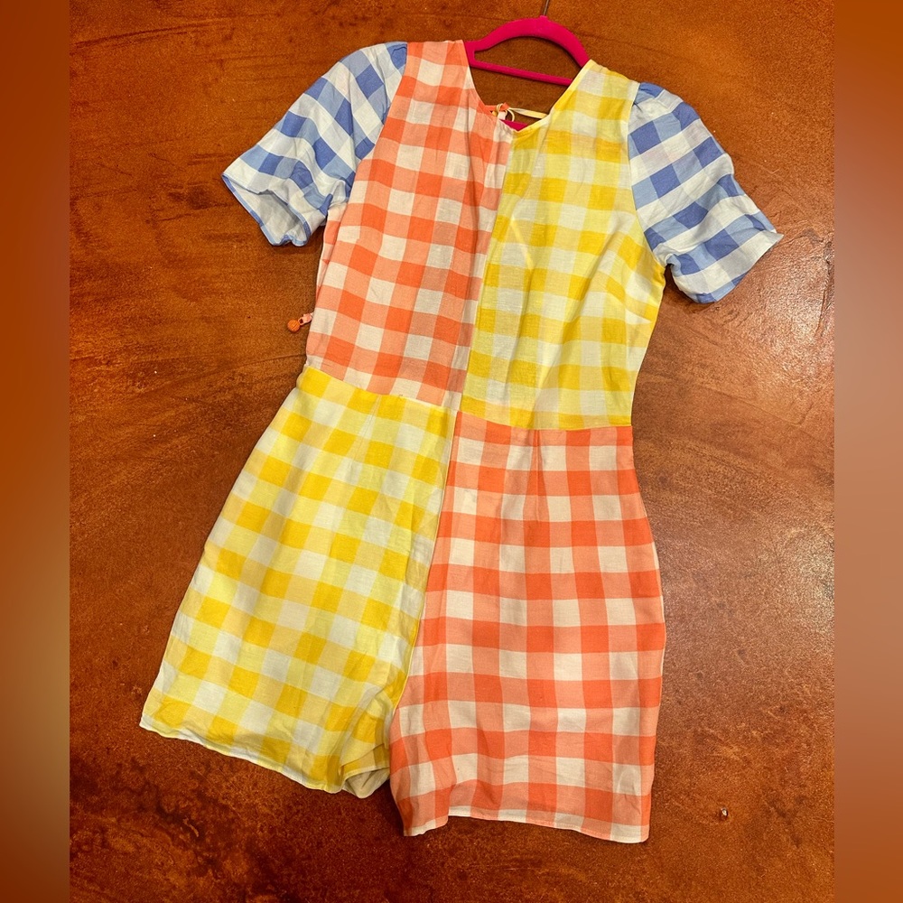 NWT Anthropologie Farm Rio Gingham Contrast Romper - Picture 3 of 8